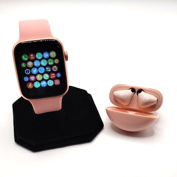 Pink Smartwatch Earbuds Set ports fitness heart rate for  display picture 1
